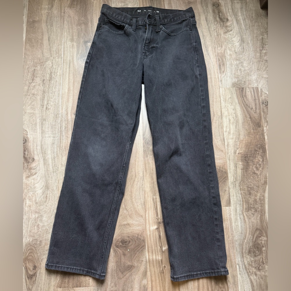 Old Navy Black Straight Jeans with Button Detail 28x30
